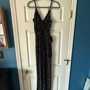 Kaileigh Black and White Jumpsuit Sleeveless V-Neck